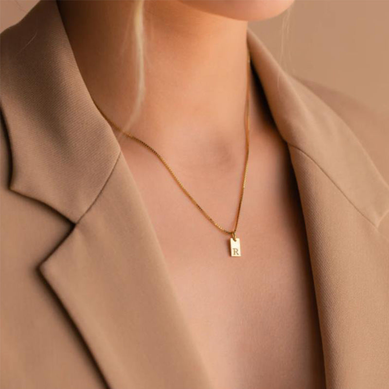 Personalized Rectangle Add-On Pendant Necklace, Sterling Silver, 18k Gold Vermeil , Custom Tag, Geometric Necklace