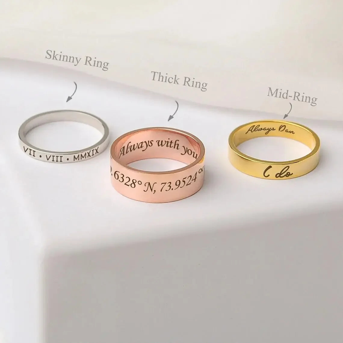 Personalized Stacking Name Ring – Custom Engraved Skinny Band – 925 Sterling Silver Gold Vermeil – Coordinates Ring, Gift for Mom, Best Friend, Christmas