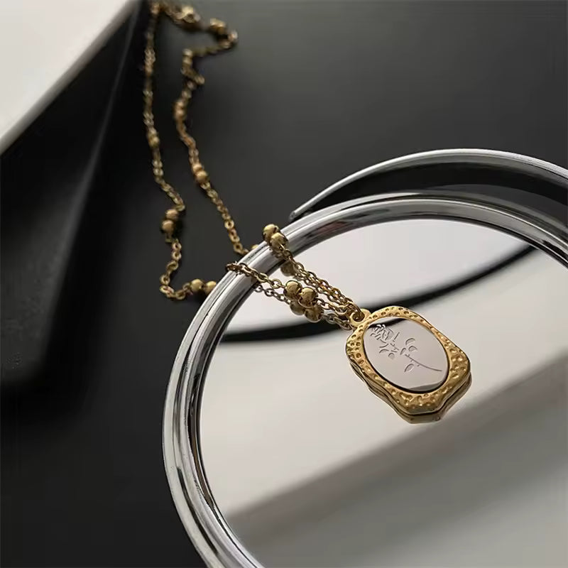 Birth Flower Necklace, 925s Silver Gold Vermeil, Personalized Rectangle Pendant Necklace, Best Mom Necklace, Gift for her, birthday gift