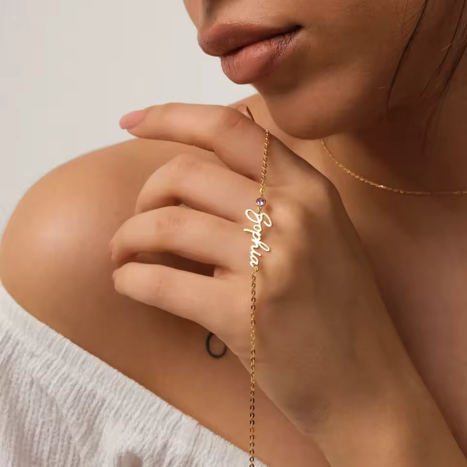 Personalized Birthstone Name Bracelet – Custom Name & Birthstone Jewelry – 925 Sterling Silver or Gold Vermeil – Friendship Bracelet, Best Friend Gift, Gift for Her