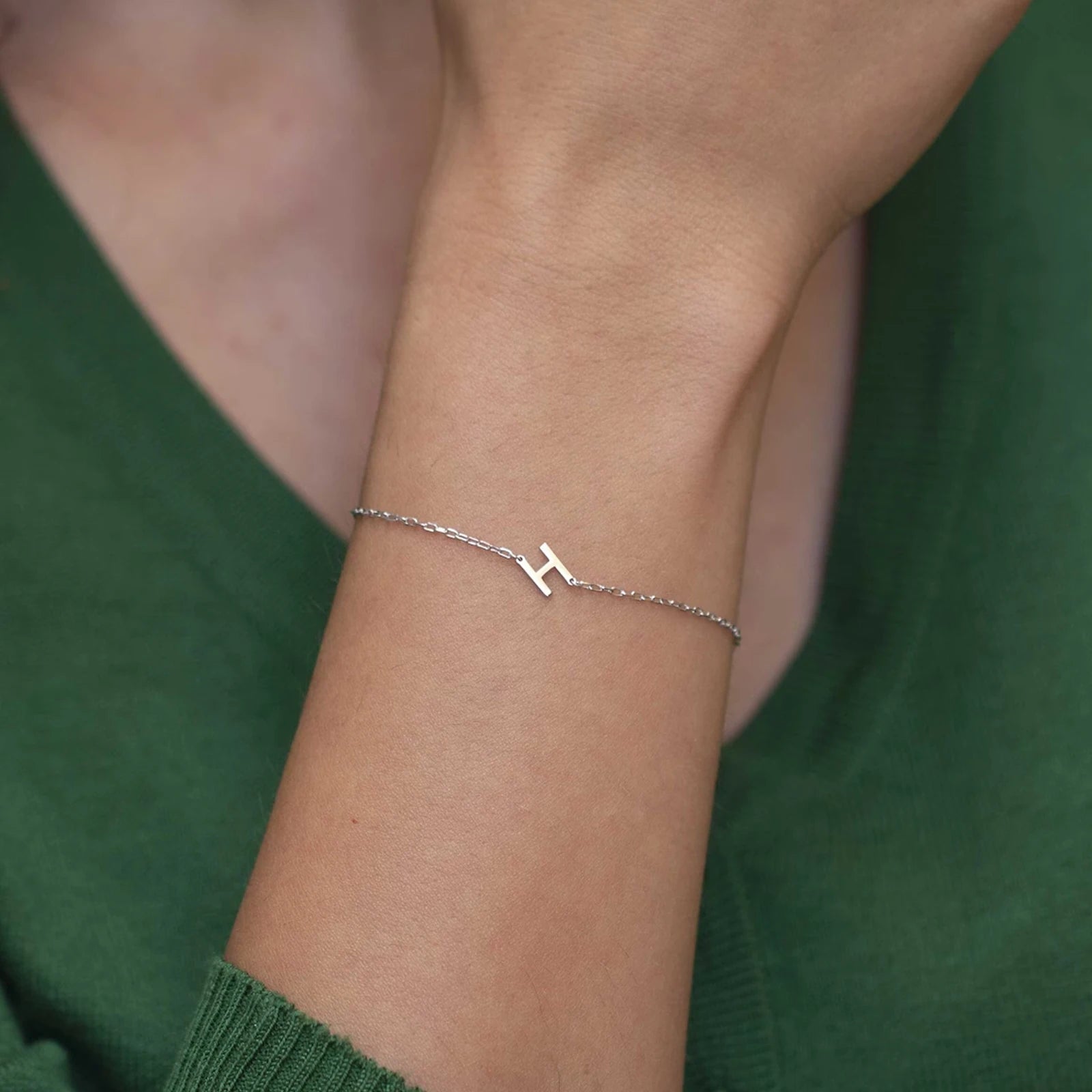 Personalized Initial Letter Bracelet – 925 Sterling Silver or Gold Vermeil – Custom Couple Bracelet, Minimalist Jewelry, Mother’s Day or Christmas Gift