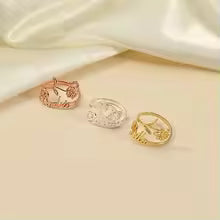 Birth Month Flower Name Ring 925s Silver , Dainty Personalized Custom Birth Flower & Name Ring, Personalized Gift , Gift For Her.