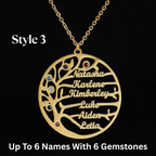 Personalized Family Name & Birthstones Necklace, Family Tree Heart Necklace, 925s Silver Gold Vermeil, Mother's Day Gift, Engraved Name Necklace, Grandma Necklace