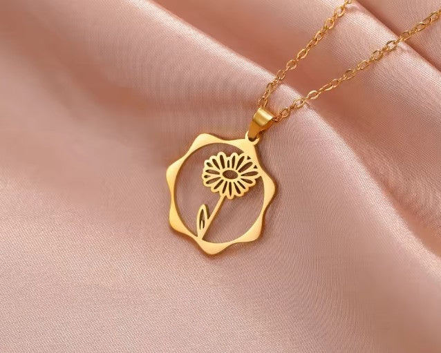 Birth Flower Necklace, 925 Sterling Silver ,Personalized Jewelry for Gift Idea, Graduation Gift for her , Mom Necklace, Best Friend Gift