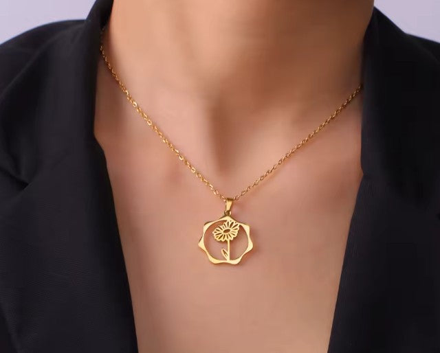 Birth Flower Necklace, 925 Sterling Silver ,Personalized Jewelry for Gift Idea, Graduation Gift for her , Mom Necklace, Best Friend Gift