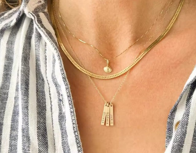 Personalized Bar Necklace, 925 Sterling Silver Gold Vermeil , Add-On Custom Engraved, Coordinates Necklace, Best Friends Necklace ,Dainty Necklace, Gift for her