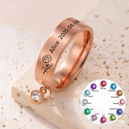 Personalized Birth Flower Ring with Birthstone – Custom Name Engraved Ring – 925 Sterling Silver & Gold Vermeil – Gift for Women, Wife, Girlfriend