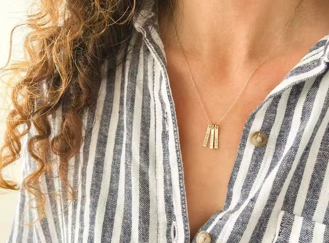Personalized Bar Necklace, 925 Sterling Silver Gold Vermeil , Add-On Custom Engraved, Coordinates Necklace, Best Friends Necklace ,Dainty Necklace, Gift for her