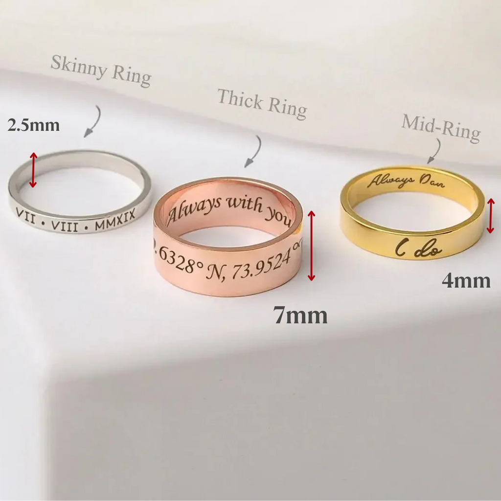 Personalized Stacking Name Ring – Custom Engraved Skinny Band – 925 Sterling Silver Gold Vermeil – Coordinates Ring, Gift for Mom, Best Friend, Christmas