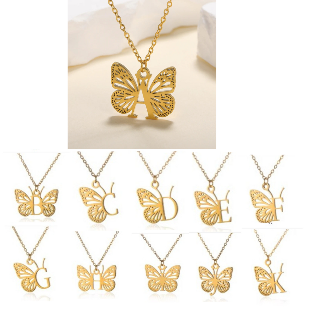 Personalized Initial Necklace with Butterfly, 925s Silver Gold Vermeil Initial Necklace, Custom Letter Necklace, Gift For Her, Mother's Day Gift