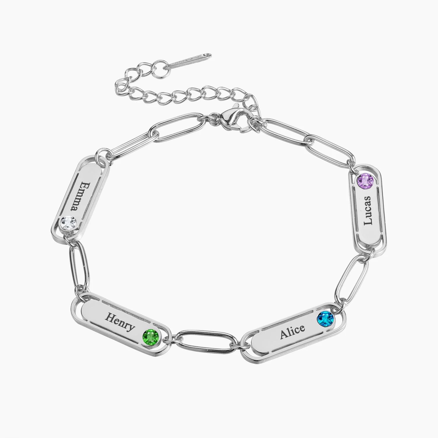 Engraved Name & Birthstone Bracelet – Dainty Mini Bar, 1–4 Birthstones, 925 Silver & Gold Vermeil – Custom Jewelry for Her, Mom, Girlfriend, or Best Friend