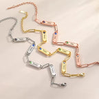 Engraved Name & Birthstone Bracelet – Dainty Mini Bar, 1–4 Birthstones, 925 Silver & Gold Vermeil – Custom Jewelry for Her, Mom, Girlfriend, or Best Friend