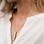 Custom 3D Bar Necklace with Engraving - 925s Silver Gold Vermeil - Custom 4-Sided Bar Coordinates Necklace - Custom Gift , Back to College Gift