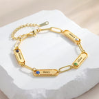 Engraved Name & Birthstone Bracelet – Dainty Mini Bar, 1–4 Birthstones, 925 Silver & Gold Vermeil – Custom Jewelry for Her, Mom, Girlfriend, or Best Friend