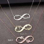 Infinity Name Necklace, Personalized Infinity Necklace in Sterling Silver Gold Vermeil , Gift for Couples, Two Name Necklace, Infinity with Name and Date ,Infinity Pendant , Valentine's Day Gift