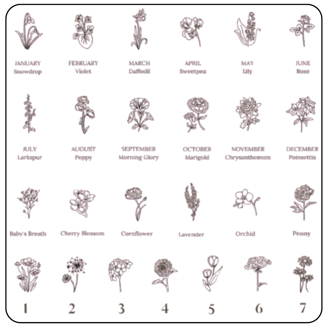 Birth Flower Necklace, 925s Silver Gold Vermeil, Personalized Rectangle Pendant Necklace, Best Mom Necklace, Gift for her, birthday gift