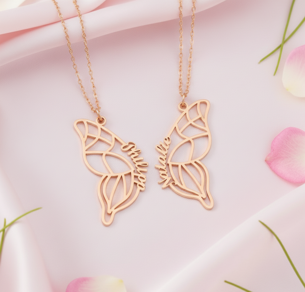 Personalized Butterfly Name Necklace, Dainty 925s Silver Gold Vermeil Butterfly Necklace, Butterfly Wing Necklace, BFF Necklace , Gift for Mom, Birthday Gift,