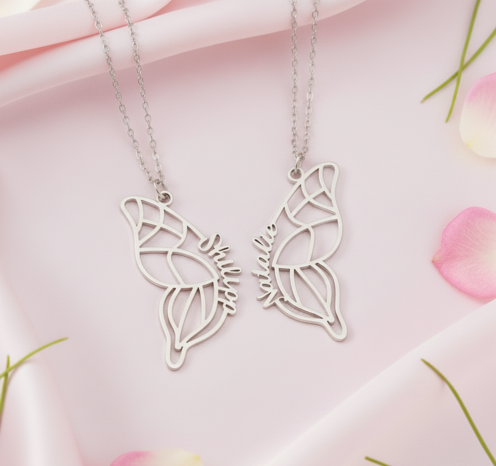 Personalized Butterfly Name Necklace, Dainty 925s Silver Gold Vermeil Butterfly Necklace, Butterfly Wing Necklace, BFF Necklace , Gift for Mom, Birthday Gift,