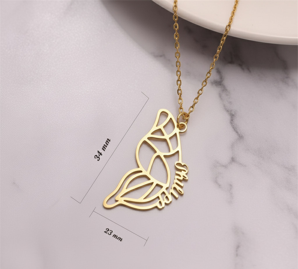 Personalized Butterfly Name Necklace, Dainty 925s Silver Gold Vermeil Butterfly Necklace, Butterfly Wing Necklace, BFF Necklace , Gift for Mom, Birthday Gift,