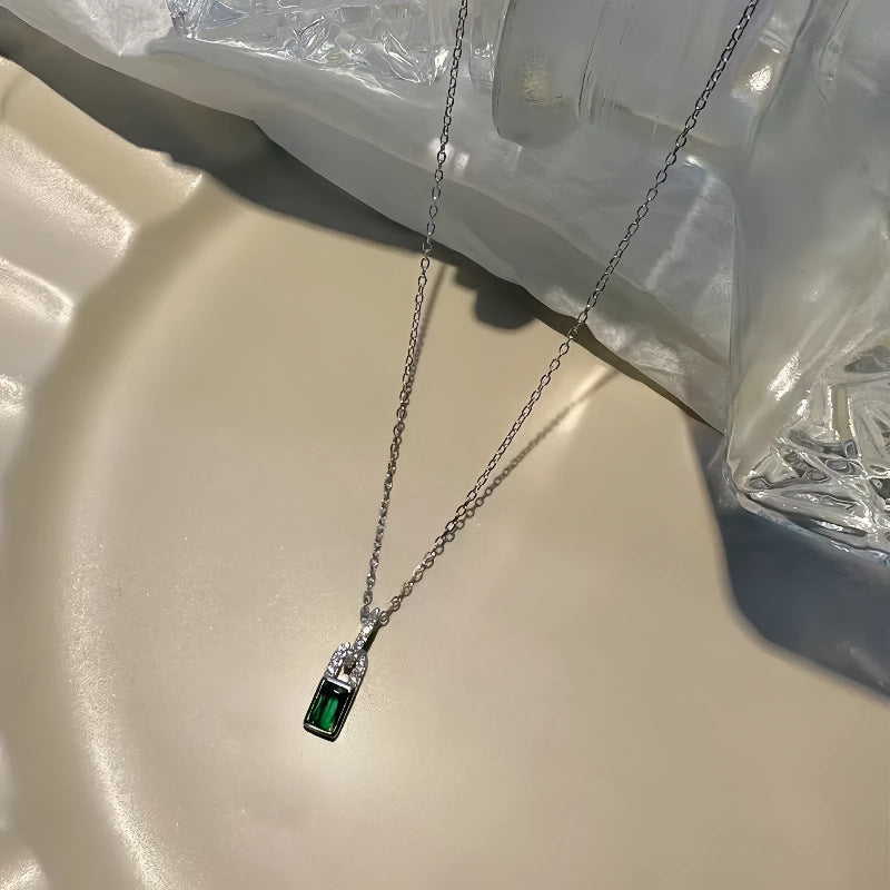 Jade Charm Lock S925 silver plated with 18K gold Necklace