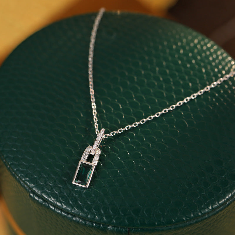 Jade Charm Lock S925 silver plated with 18K gold Necklace