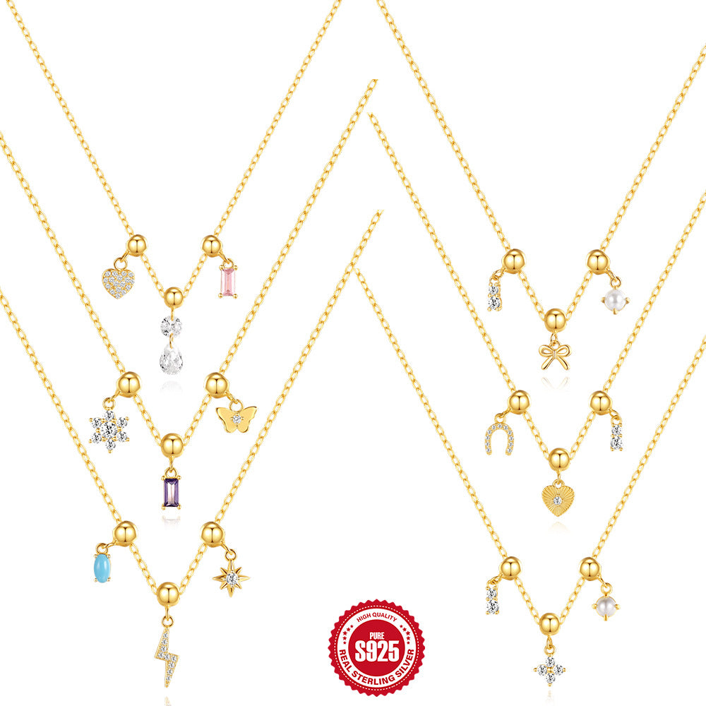 Signature Triple Charm Necklace | Gold Vermeil on 925 Sterling Silver: A Curated Collection of 6 Bespoke Editions