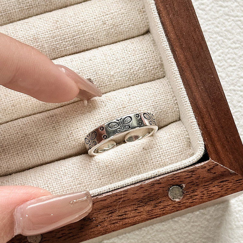 Korean Retro Butterfly S925 Sterling Silver Ring