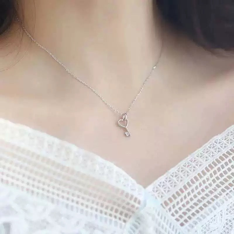 Unlock My Heart 925 sterling silver 14k gold-plated necklace