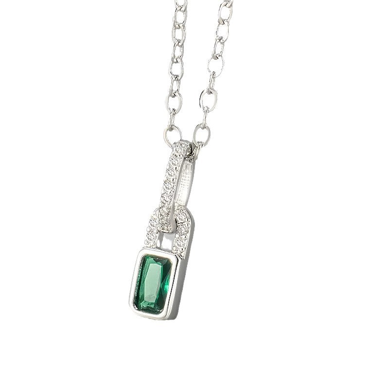 Jade Charm Lock S925 silver plated with 18K gold Necklace