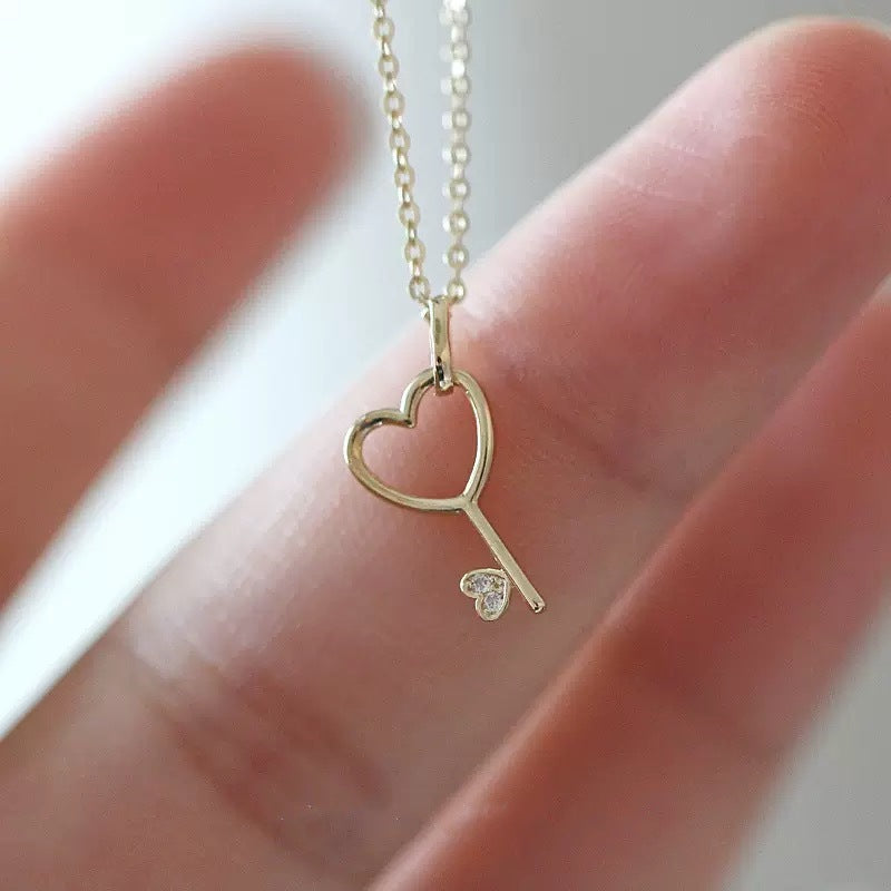 Unlock My Heart 925 sterling silver 14k gold-plated necklace