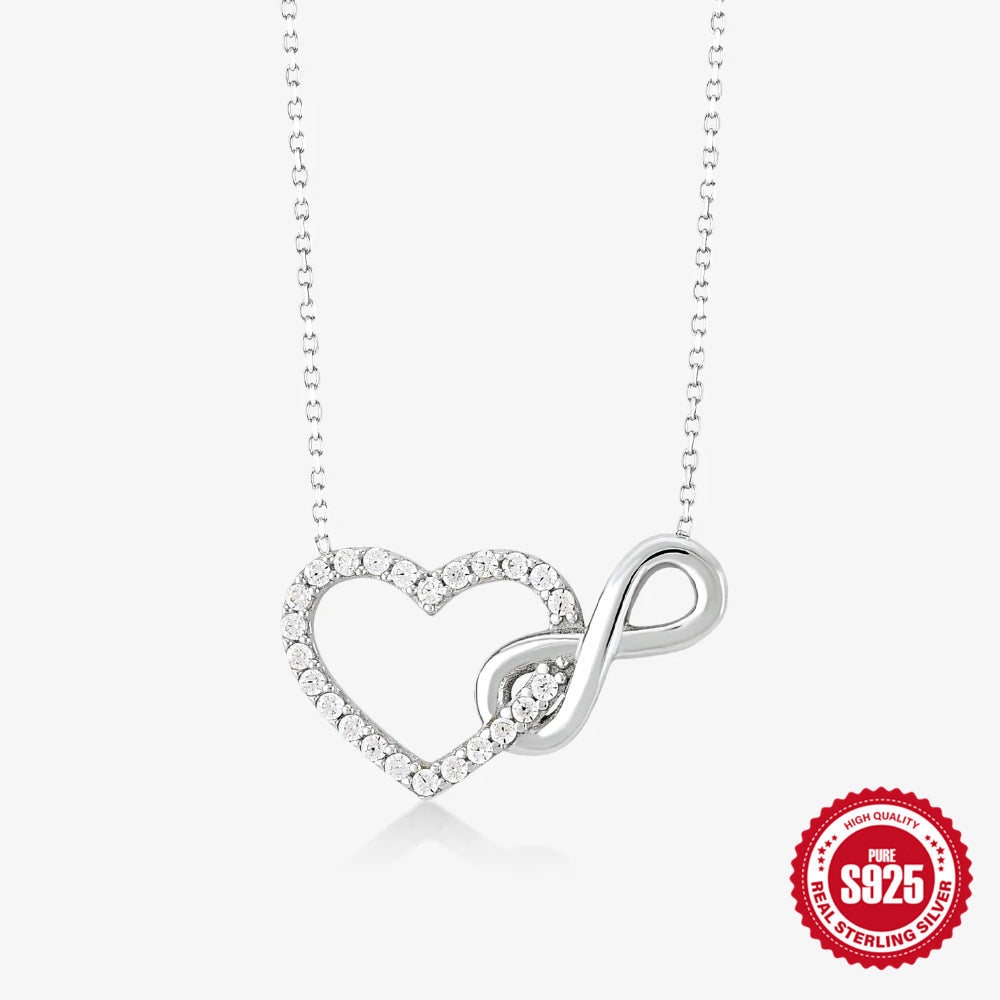 Infinity Heart Pendant Necklace in S925 Sterling Silver | Eternal Love Bond Jewelry | Gold & White Gold Minimalist Gift