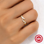 Adjustable Pear & Marquise Open Ring | S925 Sterling Silver Gold Plated Band | Sparkling Cluster Wrap Ring