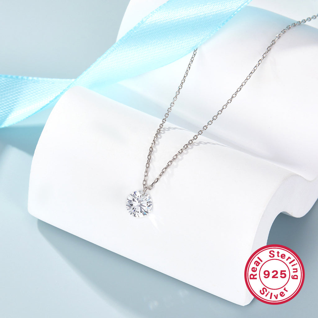 Solitaire 925 sterling silver necklace