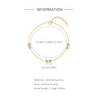 Dainty Blue Zirconia Bow Bracelet in S925 Sterling Silver | French Chic Gold Plated Ribbon Jewelry