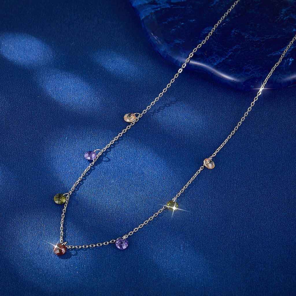 Celestial Dance S925 sterling silver colored zircon necklace exquisite sweet Bohemian style