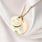 Personalized round puppy pendant engraved name memorial necklace , S925 sterling silver Gold Vermeil, dog engrave name with dog breed design , ,Large Coin Pendant Necklace
