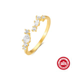 Adjustable Pear & Marquise Open Ring | S925 Sterling Silver Gold Plated Band | Sparkling Cluster Wrap Ring