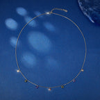 Celestial Dance S925 sterling silver colored zircon necklace exquisite sweet Bohemian style