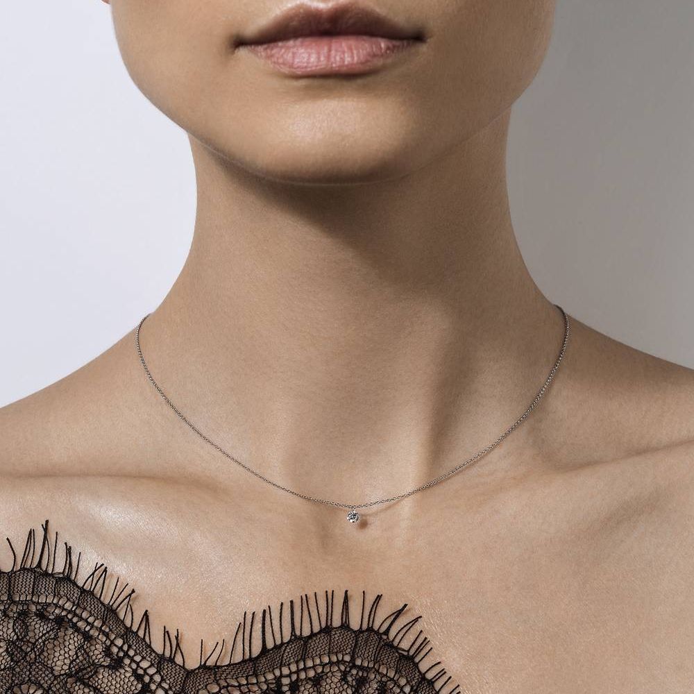 Solitaire 925 sterling silver necklace