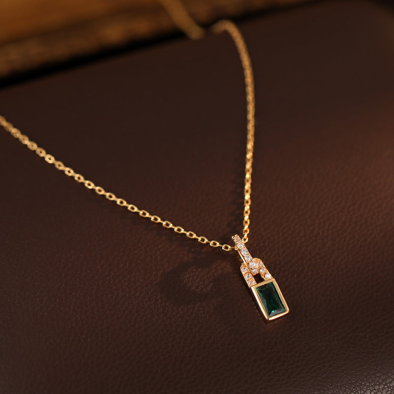 Jade Charm Lock S925 silver plated with 18K gold Necklace