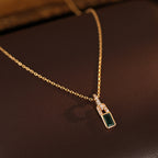 Jade Charm Lock S925 silver plated with 18K gold Necklace