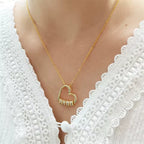 Custom Engraved Heart Pendant Necklace • 925s Silver Gold Vermeil • Personalized Kids , Family Name Necklace with Engraved Beads • Gift for Her