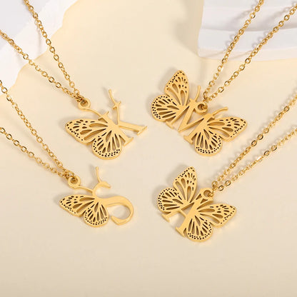 Personalized Initial Necklace with Butterfly, 925s Silver Gold Vermeil Initial Necklace, Custom Letter Necklace, Gift For Her, Mother's Day Gift