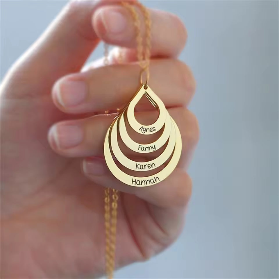 Personalized Pear Shape Necklace , 925s Silver Gold Vermeil , Personalized Name Necklace, Birthday Gift for Her, Mother's Day Gift, Gift for Mom