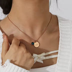 Personalized Birthstone Name Necklace, 925s Silver Gold Vermeil , Birthday Gift for Her, Jewelry Custom Grandma , Name Necklace Custom Disc Engraved Name