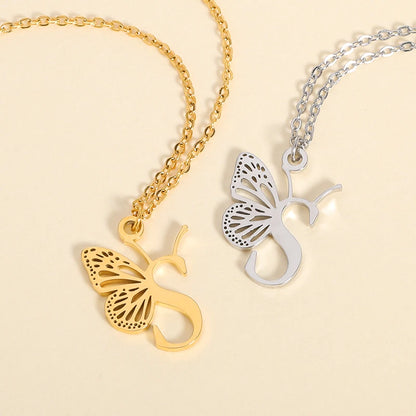 Personalized Initial Necklace with Butterfly, 925s Silver Gold Vermeil Initial Necklace, Custom Letter Necklace, Gift For Her, Mother's Day Gift