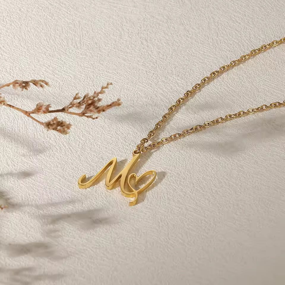 Initial Heart Necklace • Custom Letter Necklace 925s Silver Gold Vermeil • Tiny Initial Heart Charm • Personalized Gifts for Her