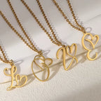 Initial Heart Necklace • Custom Letter Necklace 925s Silver Gold Vermeil • Tiny Initial Heart Charm • Personalized Gifts for Her
