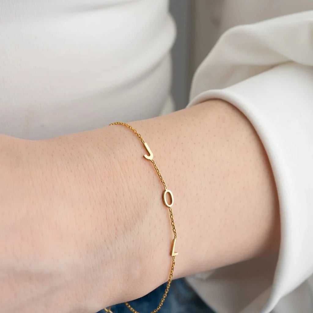 Personalized Initial Letter Bracelet – 925 Sterling Silver or Gold Vermeil – Custom Couple Bracelet, Minimalist Jewelry, Mother’s Day or Christmas Gift