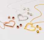 Custom Engraved Heart Pendant Necklace • 925s Silver Gold Vermeil • Personalized Kids , Family Name Necklace with Engraved Beads • Gift for Her